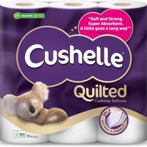 Cushelle Quilted Toilet Paper, Pack of 9