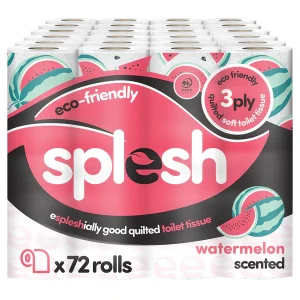 Splesh by Cusheen 3-Ply Toilet Paper – Watermelon Scent (72 Pack) Soft Quilted Bulk Toilet Paper