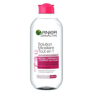 Garnier Mizellen Reinigungswasser All-in-1 für trockene und empfindliche Haut, Maxi-Format, 400 ml, 3 Stück