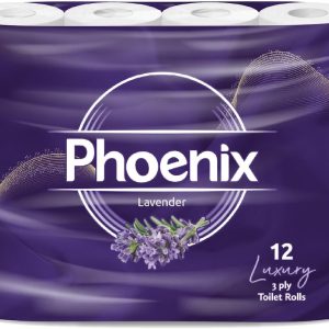 12 Phoenix Soft Lavender Fragranced Luxury Toilet Rolls Bulk Buy – Quilted White 3 Ply Toilet Paper – Pack of 12 Toilet Tissue (60 Quilted Rolls)