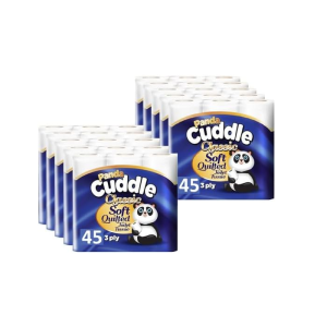 Panda Cuddle Soft Quilted Toilet Rolls, Super Quality Classic 3 Ply Toilet Tissue Unscented, Provide Ultimate Quilted Comfort – 90 Rolls