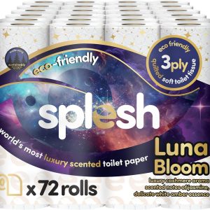 Splesh by Cusheen 3-ply Toilet Roll – Luna Bloom (72 Pack) Soft, Quilted Bulk Toilet Rolls, Toilet Tissue and Loo Rolls – Eco-Friendly Toilet Paper Sustainably Crafted in The UK