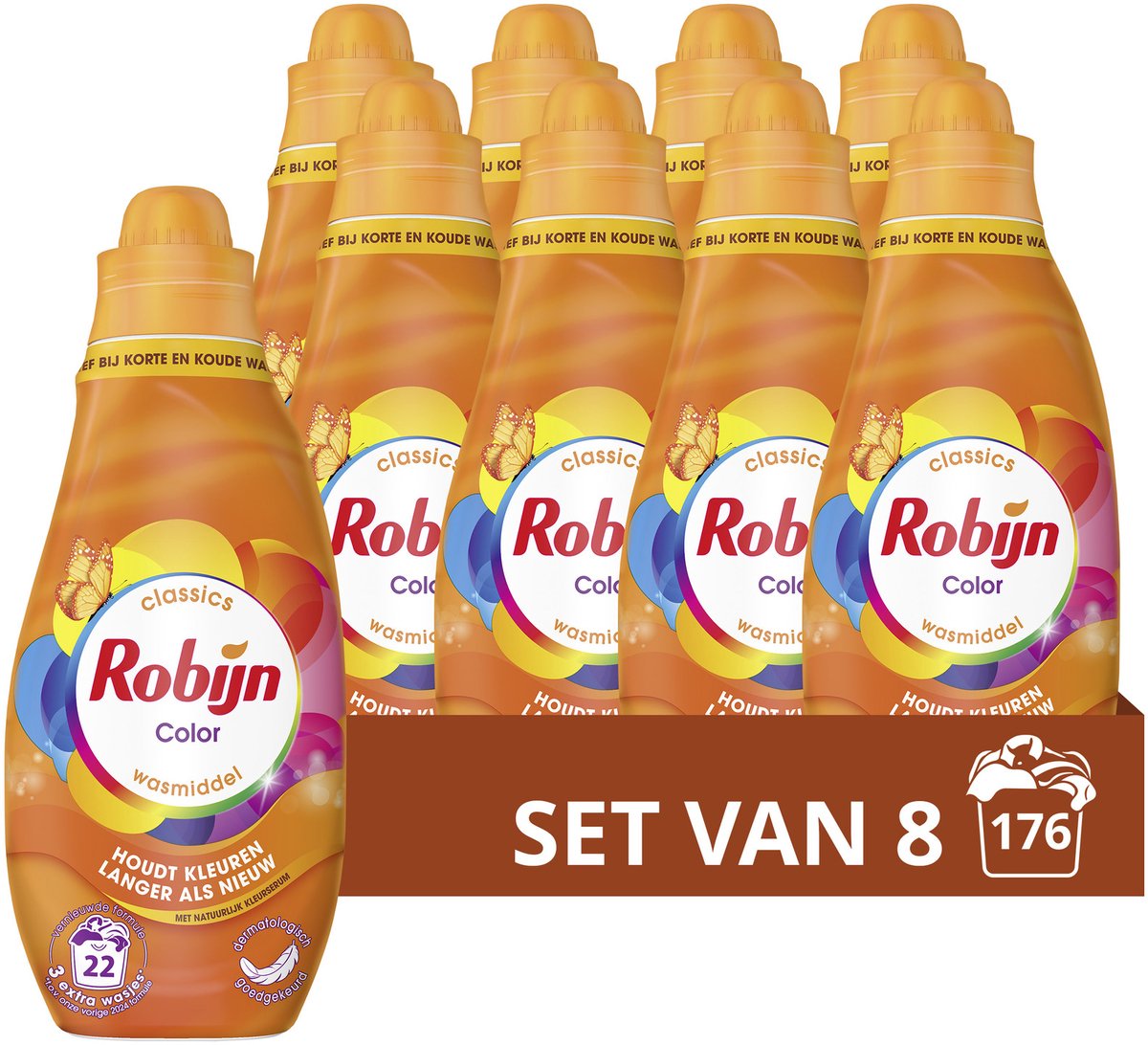 Robijn Klein & Krachtig Classics Vloeibaar Wasmiddel - Color - 4 x 22 wasbeurten - Voordeelverpakking