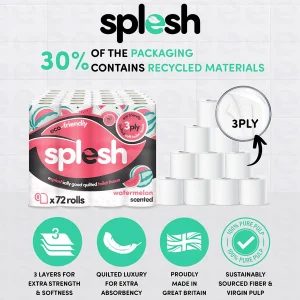 Alternative view of Splesh by Cusheen 3-Ply Toilet Paper – Watermelon Scent (72 Pack) Soft Quilted Bulk Toilet Paper