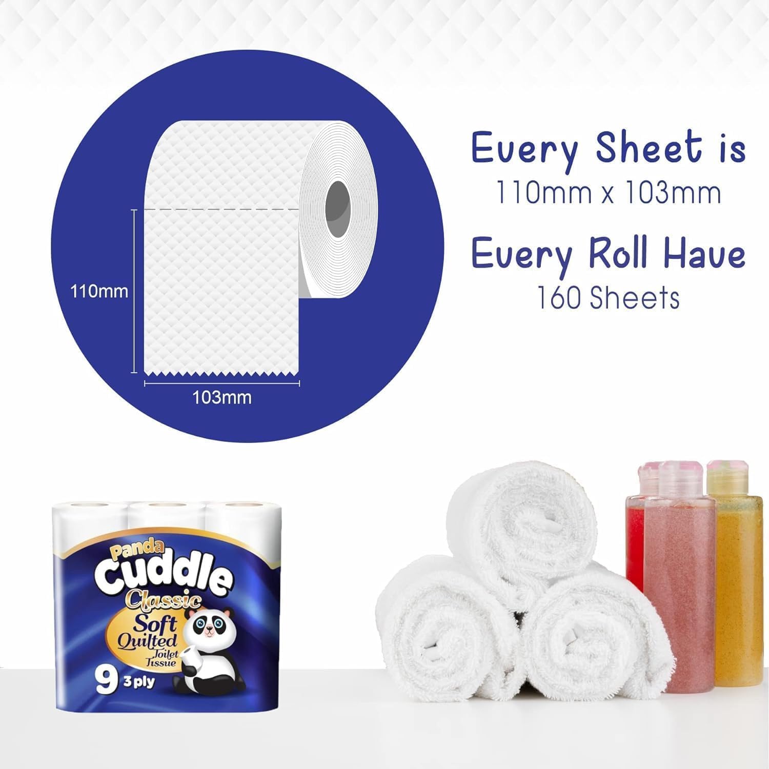 Panda Cuddle Soft Quilted Toilet Rolls, Super Quality Classic 3 Ply Toilet Tissue Unscented, Provide Ultimate Quilted Comfort – 90 Rolls - Image 2