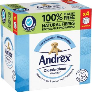 Alternative view of Andrex Classic Clean Washlets Moist Toilet Tissue Quad, 4 x 36 Wipes