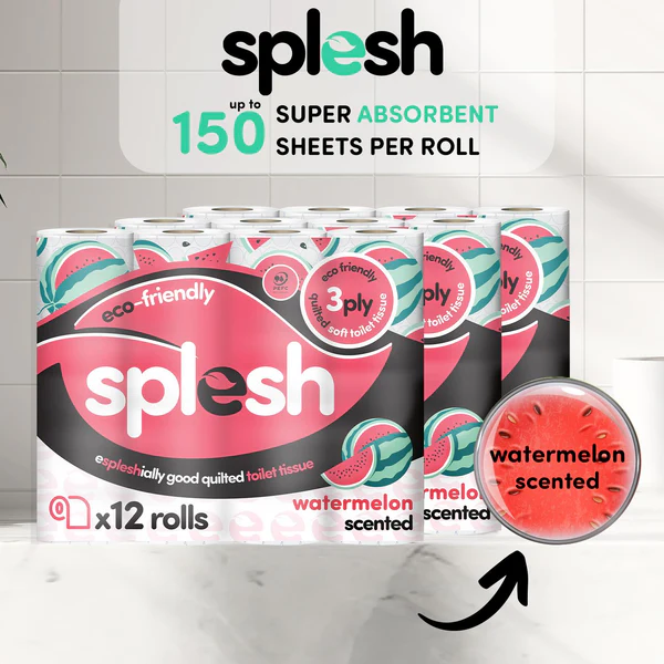 Splesh by Cusheen 3-Ply Toilet Paper – Watermelon Scent (72 Pack) Soft Quilted Bulk Toilet Paper - Image 4