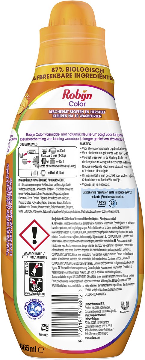 Robijn Klein & Krachtig Classics Vloeibaar Wasmiddel - Color - 4 x 22 wasbeurten - Voordeelverpakking - Image 2