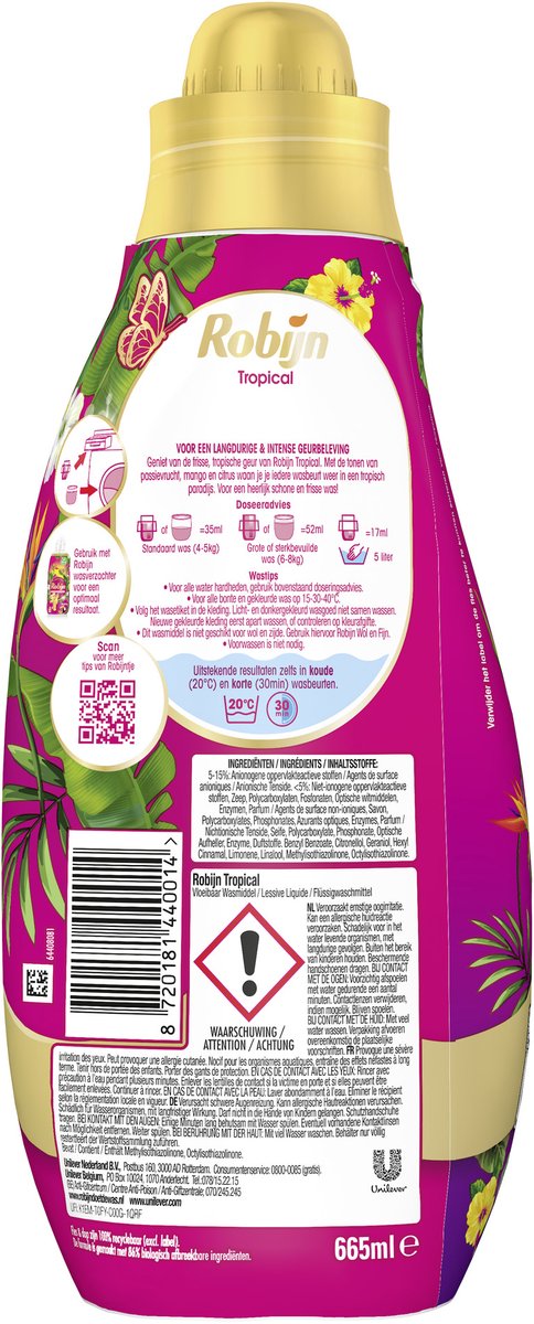 Robijn Klein & Krachtig Collections Vloeibaar Wasmiddel - Tropical - 4 x 19 wasbeurten - Voordeelverpakking - Image 2
