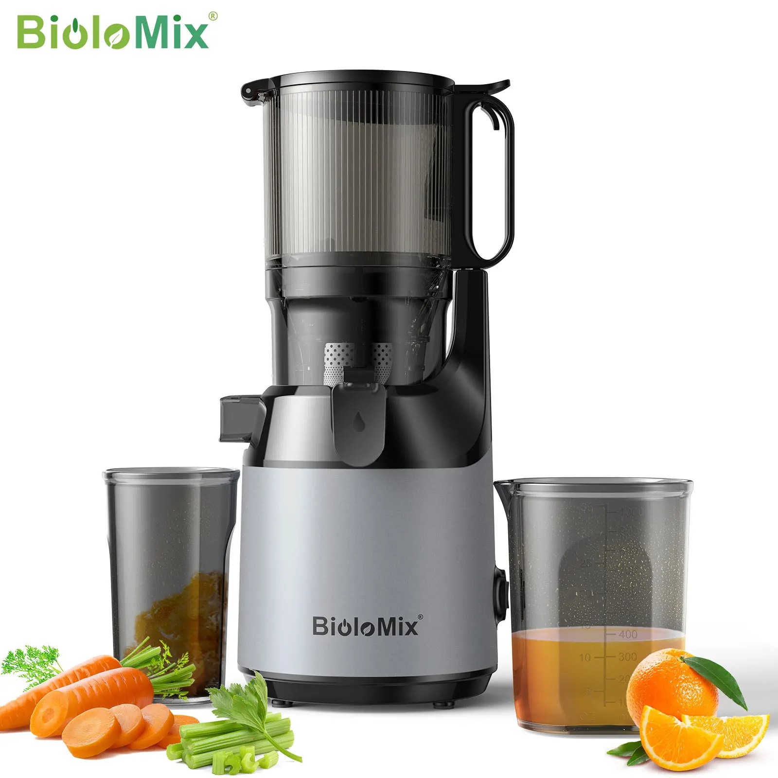 BioloMix Cold Press Juicer,with 130mm Feed Chute,Fit Whole Fruits & Vegetables,High Juice Yield,BPA FREE Slow Masticating Juicer - Image 3