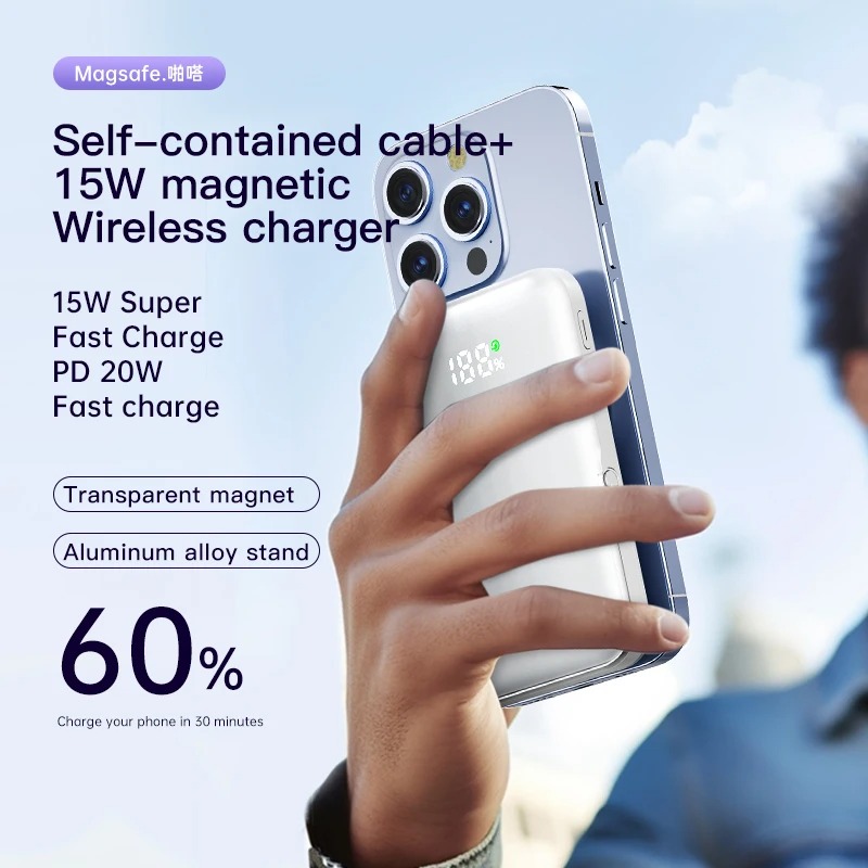 Travel 10000mAh Powerbank For Magsafe Wireless Charger Power Banks Fast Charge External Battery With Bracket For iPhone 15 14 13 - Image 9