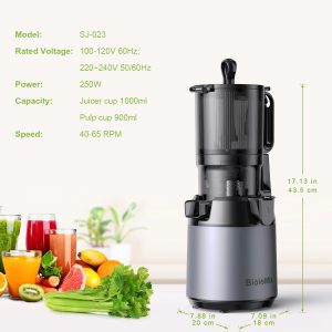 Alternative view of BioloMix Cold Press Juicer,with 130mm Feed Chute,Fit Whole Fruits & Vegetables,High Juice Yield,BPA FREE Slow Masticating Juicer