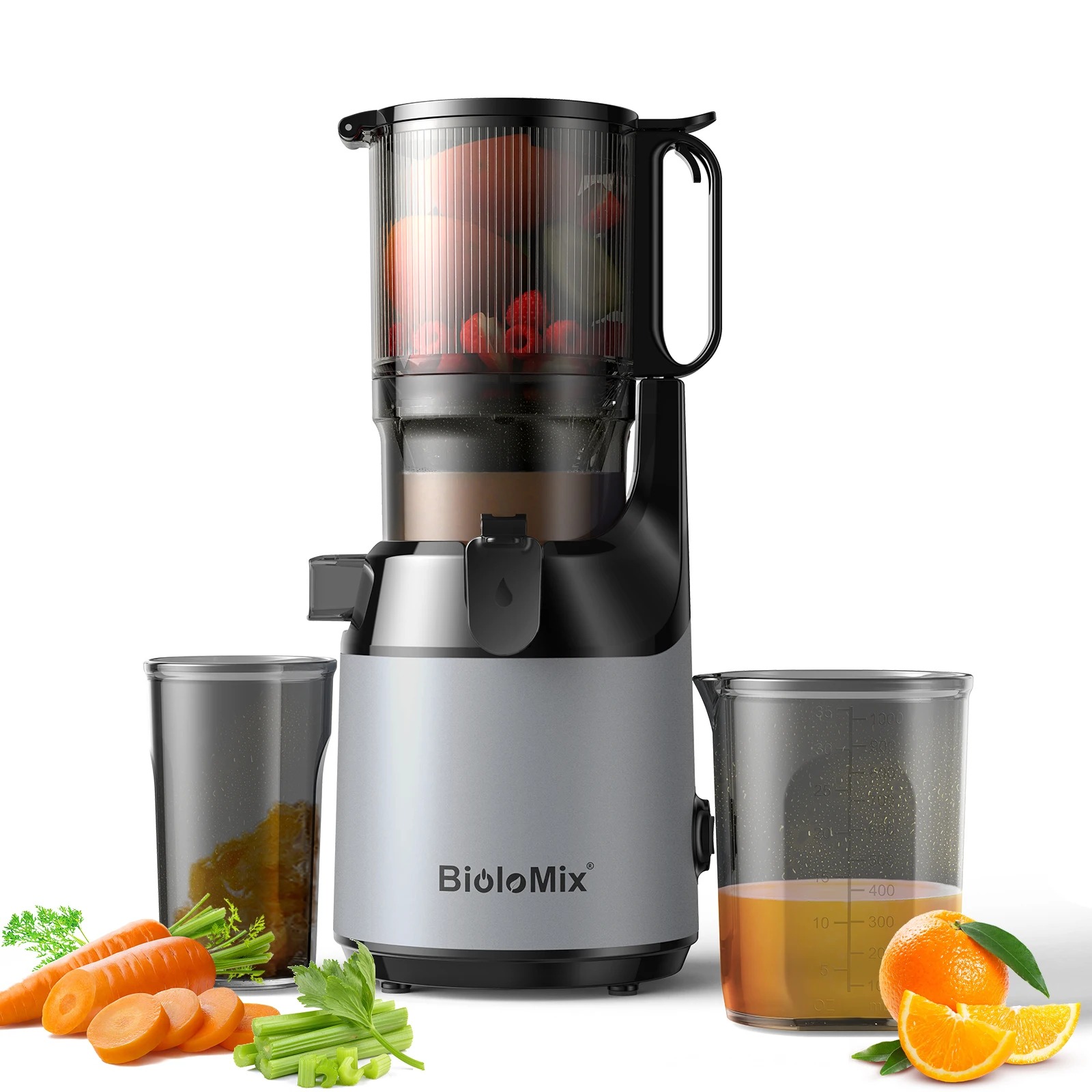 BioloMix Cold Press Juicer,with 130mm Feed Chute,Fit Whole Fruits & Vegetables,High Juice Yield,BPA FREE Slow Masticating Juicer - Image 8